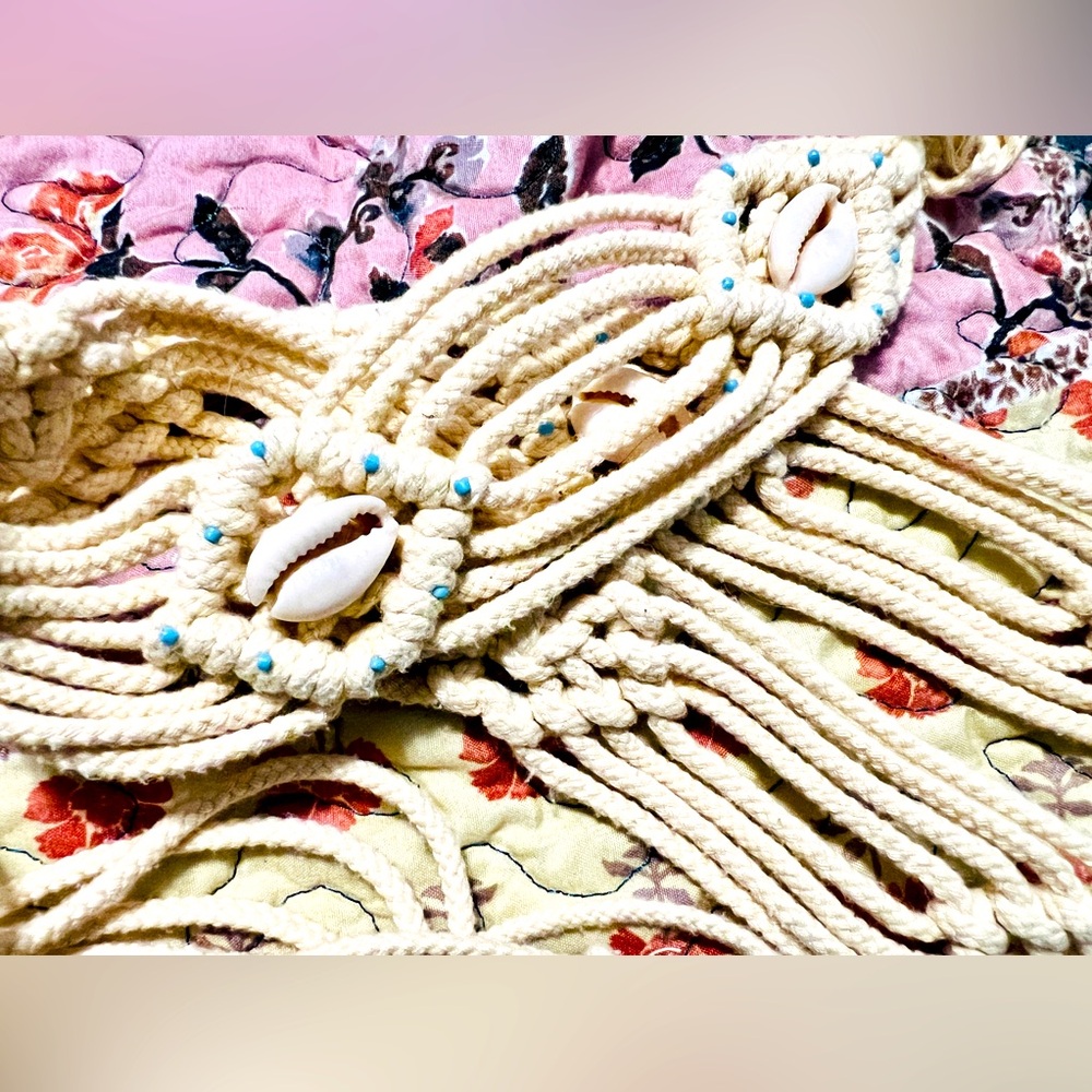 Boho Macrame Cowrie Shells Belt Adjustable Belly Chain One Size Woven Dancer 70